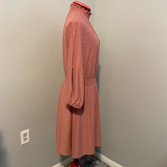 Est. 1946 Smocked Collar French Dot Boho Long Split Sleeve Dress Size L - Picture 7 of 14